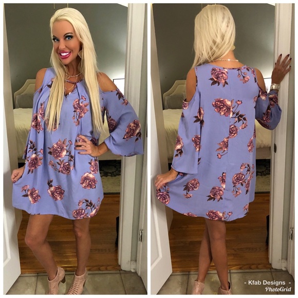 Dresses & Skirts - 🥰LAST 1! Lavender Floral Cold Shoulder Dress!